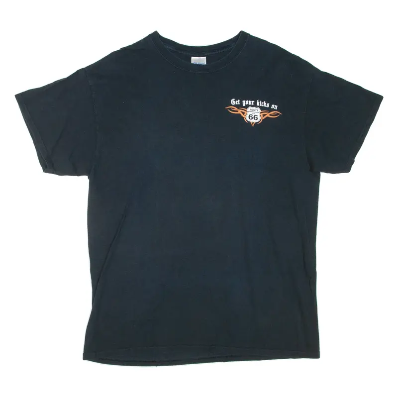 GILDAN Route 66 Mens T-Shirt Black L