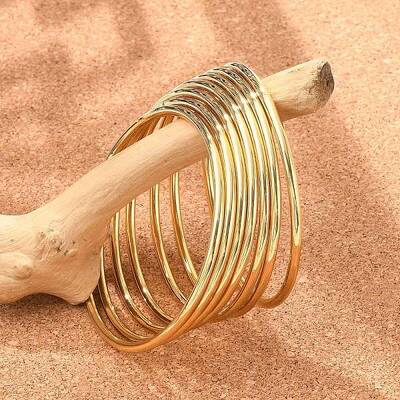 Ion Plating(IP) 7Pcs Fashion 304 Stainless Steel Plain Bangles
