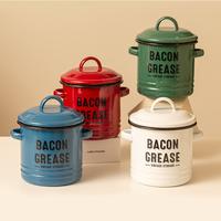 Retro Enamel Oil Container - Large Dual Handle Kitchen Storage, PVC-Free & Fridge Safe (4 Colors)