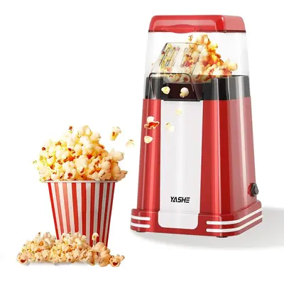 YASHE Hot Air Popcorn Popper Maker - Retro Fast Popcorn Machine, Healthy Oil-Free Design, Ideal for Home Movie Nights and Hol...