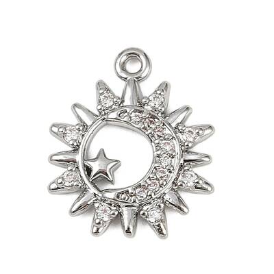Brass Micro Pave Clear Cubic Zirconia Pendants