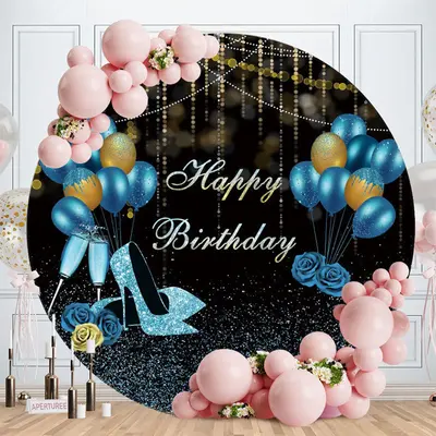 Aperturee Ballons And Dinosaur Round Birthday Backdrop | Birthday Round Backdrop Cover | Birthday Backdrop Ideas | Circle Bac...