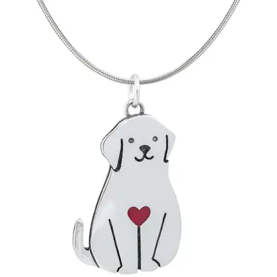 My Forever Valentine Sterling Necklace - Dog - with Diamond Cut Chain