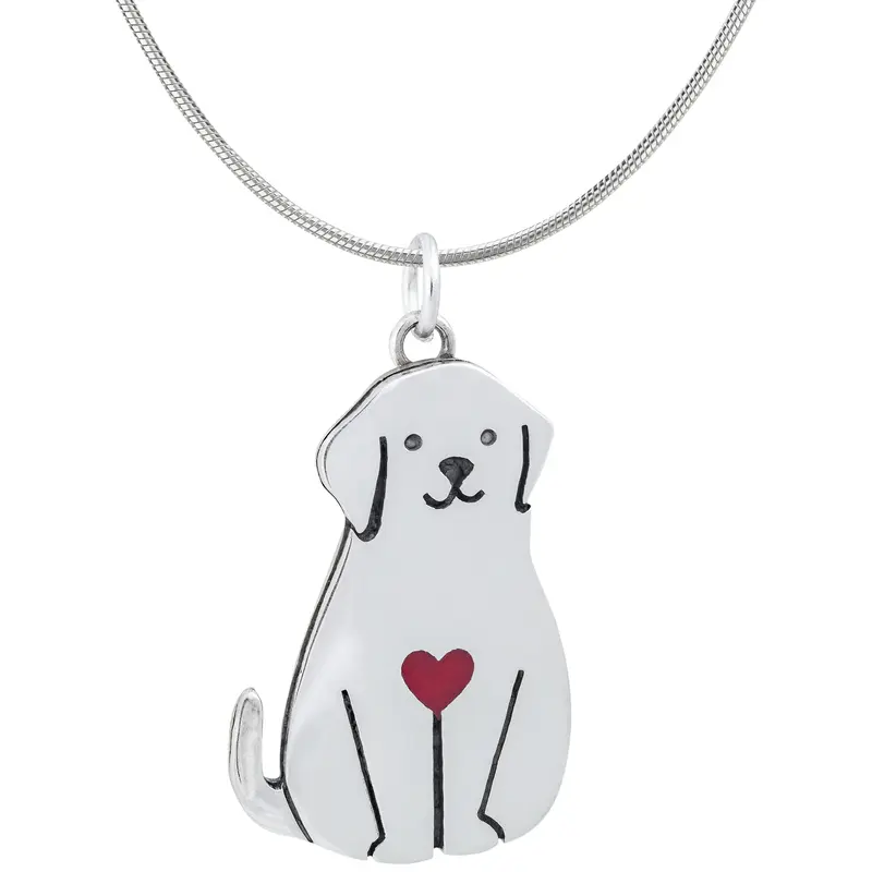 My Forever Valentine Sterling Necklace - Dog - with Diamond Cut Chain