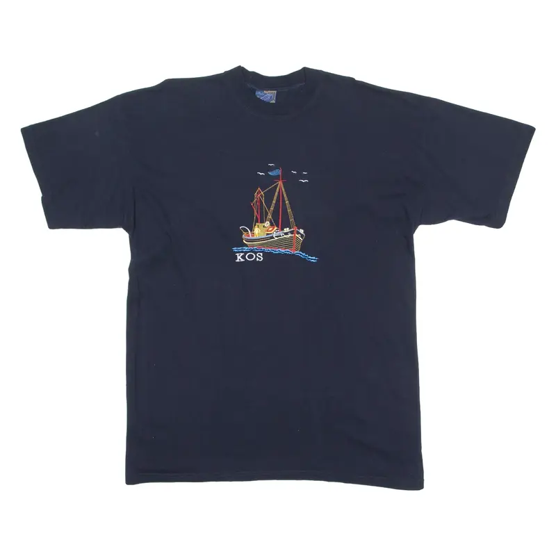 MALU Kos Mens T-Shirt Blue Crew Neck 2XL