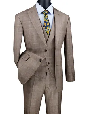 Jacket & Pants Vinci Men's 3 Piece Modern Fit Suit: Stylish Vest Jacket & Pants