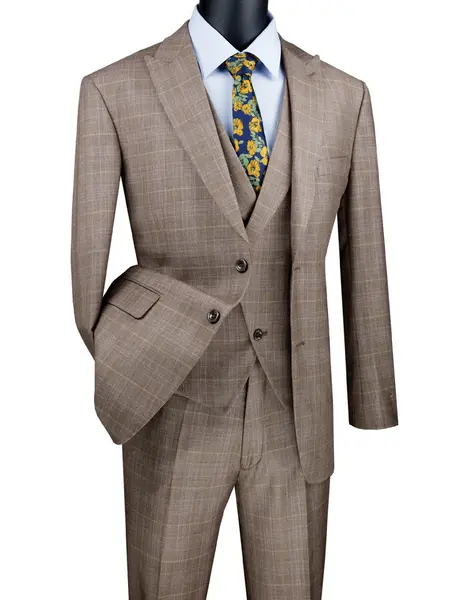 Jacket & Pants Vinci Men's 3 Piece Modern Fit Suit: Stylish Vest Jacket & Pants
