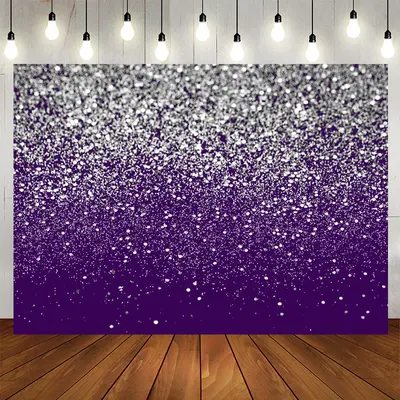Aperturee Silver Glitter Purple Birthday Decoration Backdrop