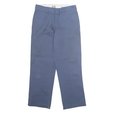 DICKIES Chino Workwear 874 Mens Trousers Blue Regular Straight W32 L30