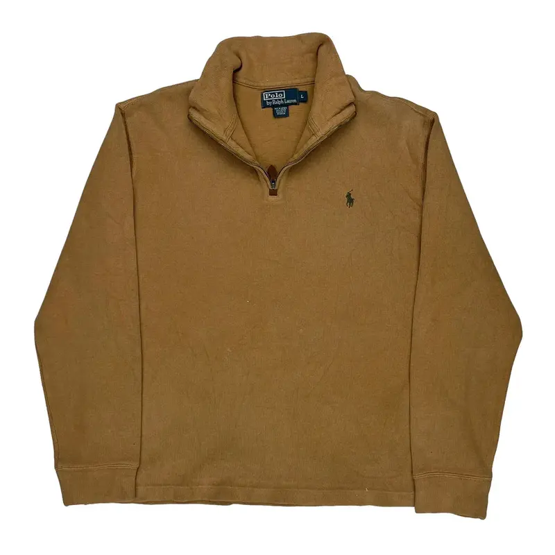 Polo By Ralph Lauren 1/4 Zip - Large Brown Cotton