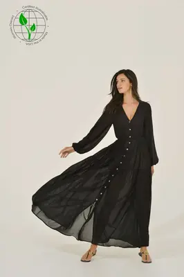 Black Chiffon Maxi Dress | Size: L | Color: black