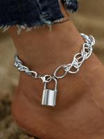 Fashion Chunky Chain & Lock Design Pendants Anklet for Women & Girls, Casual Simple Plain Anklet for Party, Daily Clothing De...