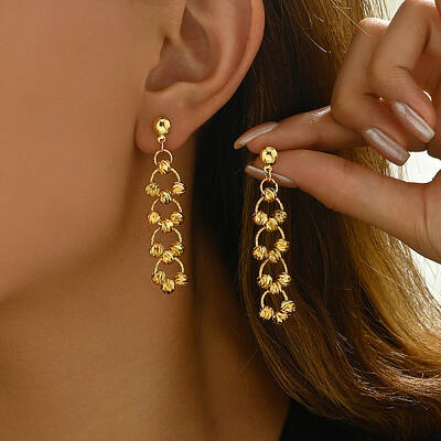 Elegant and Versatile Brass Dangle Stud Earrings