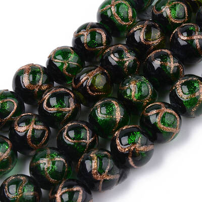 Handmade Gold Sand Lampwork Beads
