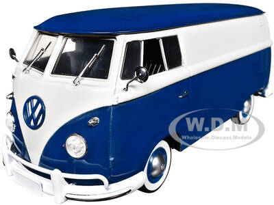 1960 Volkswagen Delivery Van Blue and White Limited Edition to 6650 pieces Worldwide 1/24 Diecast Model Car by M2 Machines