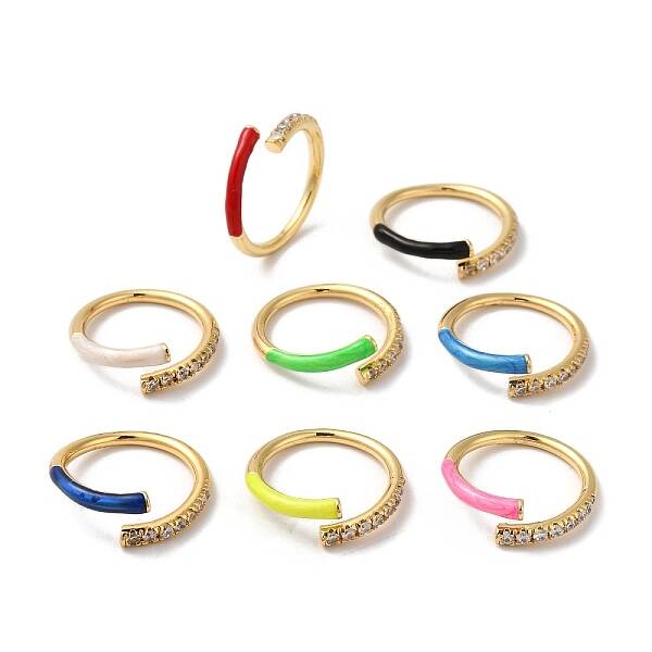 Rack Plating Brass Cubic Zirconia Open Cuff Rings for Women