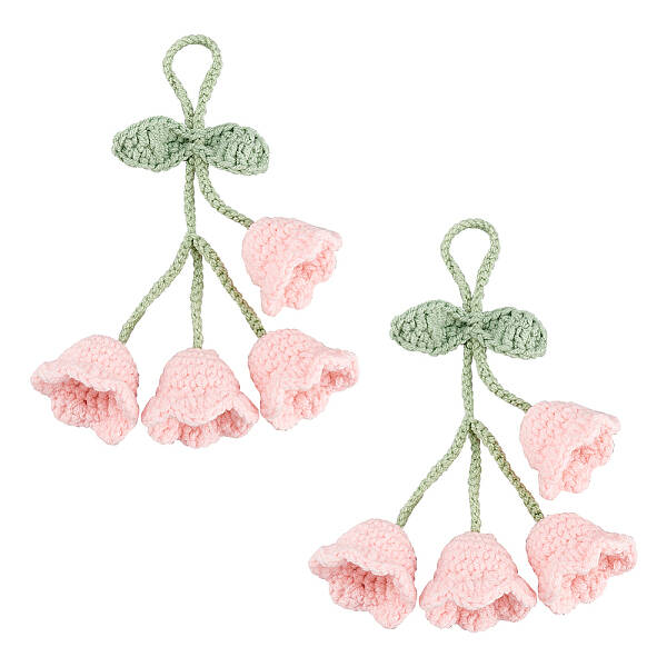 2Pcs Crochet Lily of The Valley Polyester Car Hanging Pendant