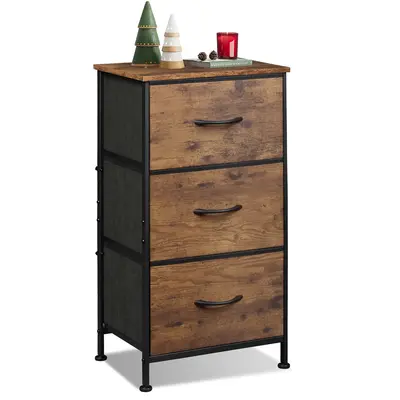 WLIVE 3-Drawer Fabric Dresser | Storage Organization Chest / Foldable Drawers & 70lbs Wood Top & Adjustable Feet, Cabinets fo...