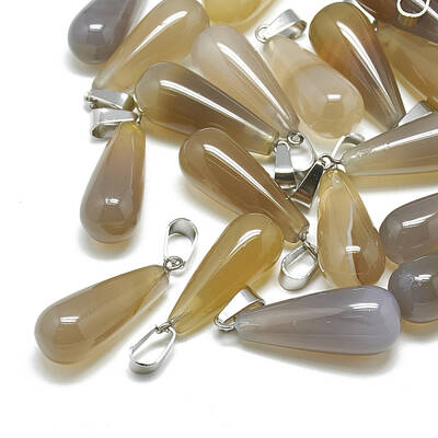 Natural Grey Agate Pendants
