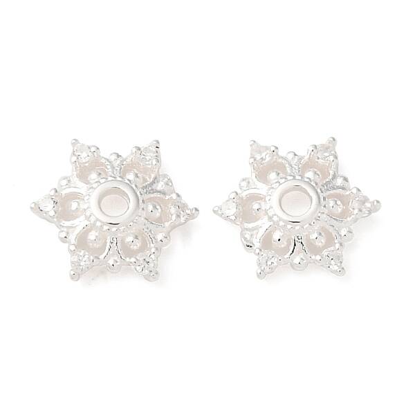 S925 Sterling Silver Cubic Zirconia Bead Caps