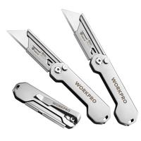 #dealsforyoudays WORKPRO 3-Pack Folding Utility Knife, Quick Change Blades Box Cutter, EDC Foldable Pocket Utility Knife Sets...