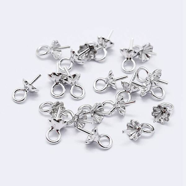 925 Sterling Silver Cup Pearl Bail Pin Pendants