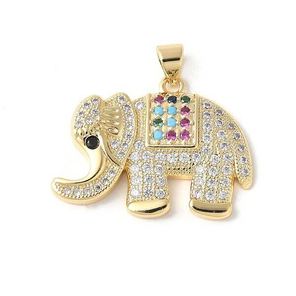 Brass Micro Pave Colorful Cubic Zirconia Pendants
