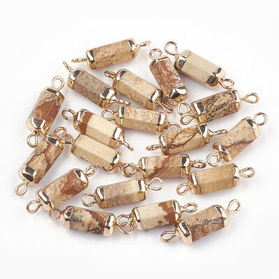 Electroplate Natural Picture Jasper Links connectors