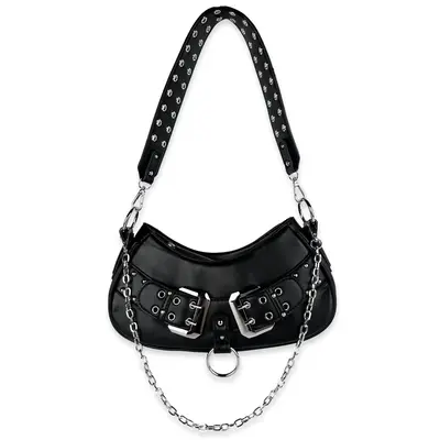 Y2k Convertible Double Belt Shoulder Bag by Wicked Misfit