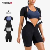 Nebility Full Body Jumpsuit with Breathable Mesh for Women Belly Workout Sauna Suit Shorts Bodysuit Shaper Clothes