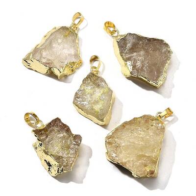Raw Rough Natural Dyed Quartz Crystal Pendants