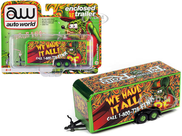4-Wheel Enclosed Car Trailer Green with Graphics \