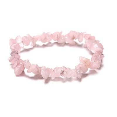 Natural Rose Quartz Chips Beaded Stretch Bracelet for Women