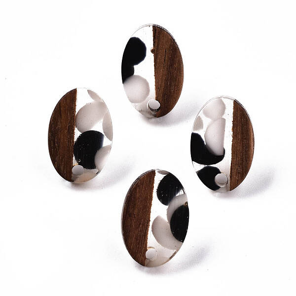 Resin & Walnut Wood Stud Earring Findings