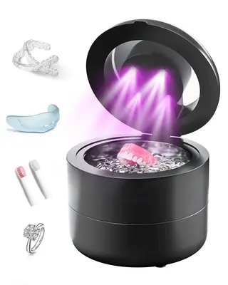 Ultrasonic Retainer Cleaner, Retainer Cleaner for Dentures, Mouth Guards, Braces, Toothbrush Heads, Jewelry with UV-C Cleaner...