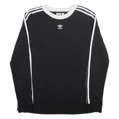ADIDAS ORIGINALS Womens T-Shirt Black Long Sleeve Crew Neck UK 18