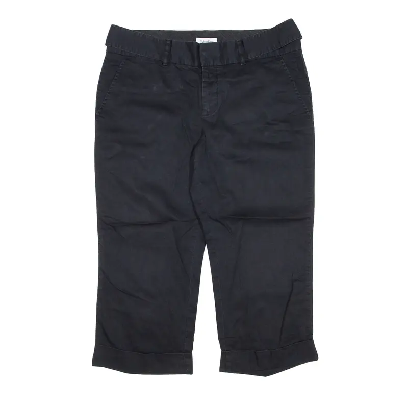 CALVIN KLEIN Stretch 3/4 Leg Trousers Black Slim Straight Womens W34 L22