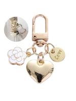 Fashion Personalized Love Heart & Flower Design Keychain, Cute Colorful Faux Pearl Decorated Key Ring Holder, Car Bag Pendant...