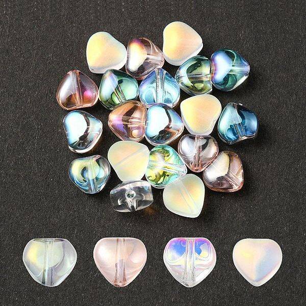 20Pcs 4 Colors Transparent Spray Painted & Frosted Glass Beads