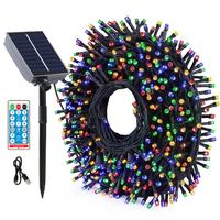 USB Rechargeable Solar Powered String LED Lights, Outdoor Waterproof LED Fairy Lights, Colorful Ambient Light For Home Garden...