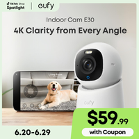 【Upgrade C220】eufy Indoor Cam E30, Latest Generation, 4K UHD Security Camera, 360 Pan-Tilt, Color Night Vision, AI Detect...