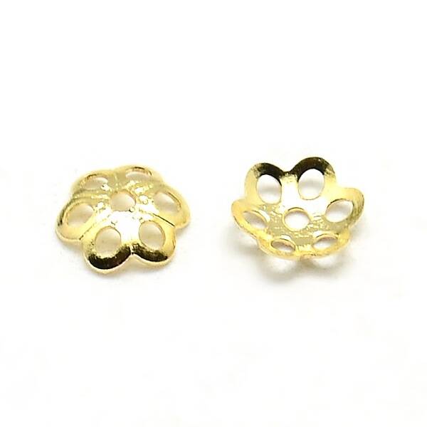 6-Petal Brass Tiny Flower Bead Caps
