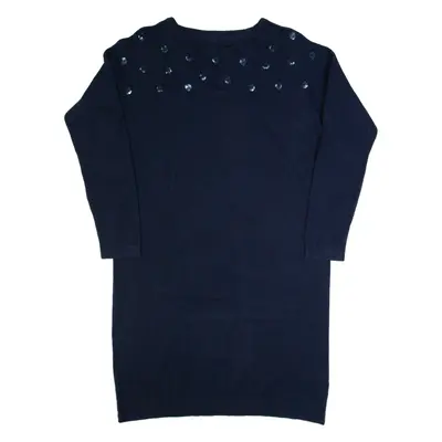CREW CLOTHING Womens Jumper Dress Blue Long Sleeve Knee Length UK 16
