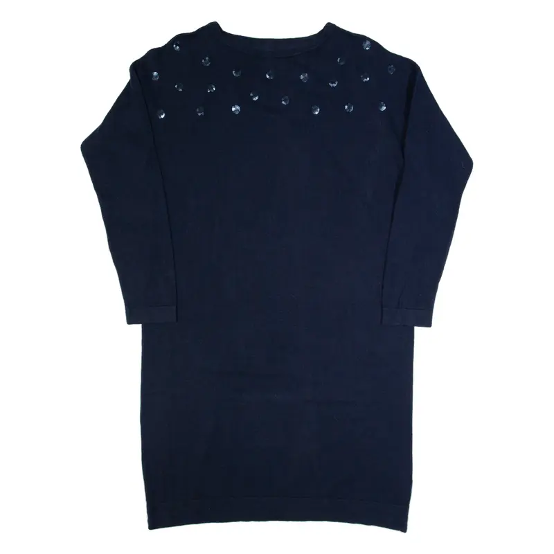 CREW CLOTHING Womens Jumper Dress Blue Long Sleeve Knee Length UK 16