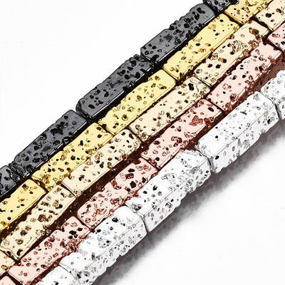 Electroplated Natural Lava Rock Beads Strands