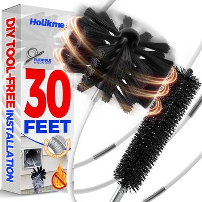 「2026 Upgraded」Holikme Dryer Vent Cleaner Kit-Flexible Fireplace Chimney Lint Brush, Synthetic Brush Head,Dryer Lint Rem