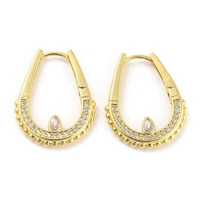 Brass Micro Pave Cubic Zirconia Hoop Earrings