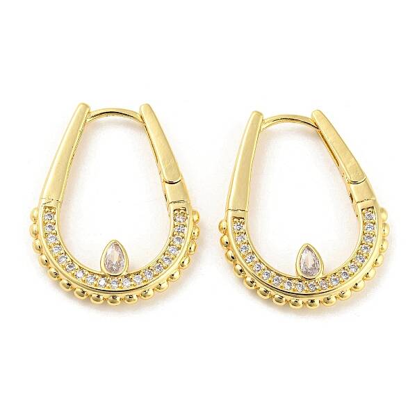 Brass Micro Pave Cubic Zirconia Hoop Earrings