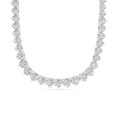 Graduating Three Prong Lab Grown Diamond Tennis Necklace | 14K White Gold 13 1/3 ct.tw.