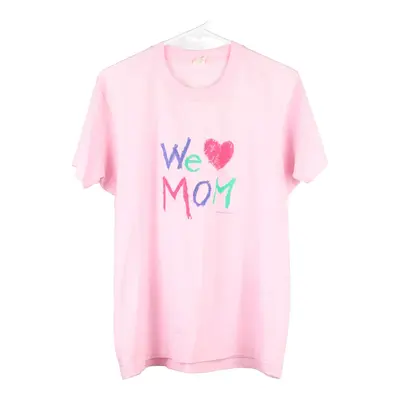 We Love Mom Screen Stars T-Shirt - Medium Pink Cotton Blend